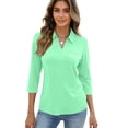 thumbnail image 5 of Inglocry Womens V Neck Polo Shirts 3/4 Sleeve Collared Tops Loose Casual Tunic Blouses with Pocket Mint Green 3XL, 5 of 8