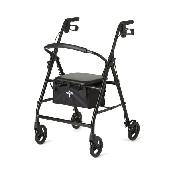 Medline Strong Steel Rollator, Folding Rolling Walker, 6" Wheels, 300lb