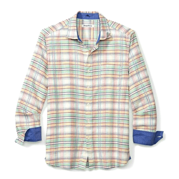 Tommy Bahama T321922 Tonga Plaid Shirt Scandia Blue M