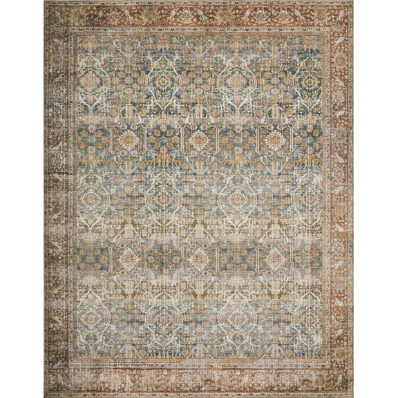 Loloi Layla Oriental Blue / Rust Printed Area Rug