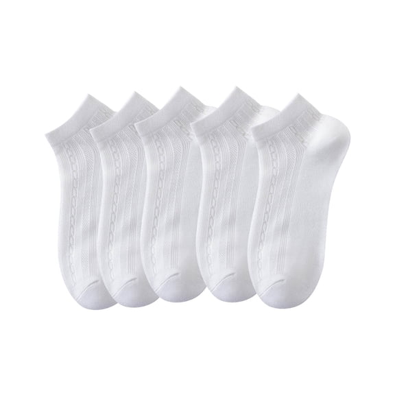 Wensltd 5PC Women Summer Low Cut Socks Comfortable Breathable Cotton Short Socks for Women Black