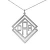 Personalized 14K Gold-Plated Sterling Silver or Sterling Silver Double Diamond-Shaped Monogram Pendant