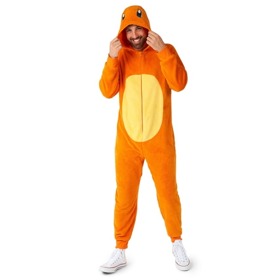 Opposuits Adult Unisex Charmander Onesie - Pokémon One-piece Pajamas - Loose Fit - Including Pockets - Orange