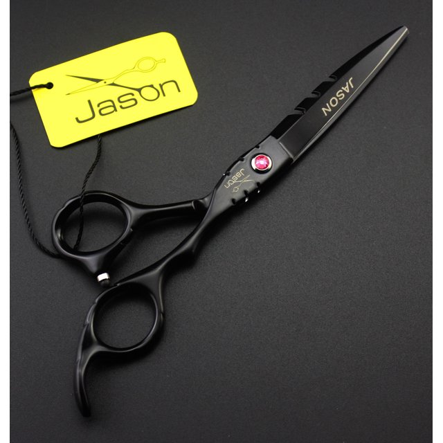 Tijeras de peluquería negras SY1, tijeras de barbero, tijeras planas, tijeras de dientes finos SY1-0402