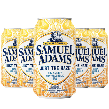Samuel Adams Just the Haze Non-Alcoholic Hazy IPA Brew - Dealcoholized Sam Adams Craft Beer - 12oz Cans - Sabro, Citra, Mosaic, Cascade Hops