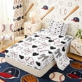 thumbnail image 2 of Erosebridal Bow Heart Baseball Pattern Twin Sheet Sets, Cute Sport Bedding for Girls and Boys, 3-Piece, 1 Flat Sheet, 1 Fitted Sheet and 1 Pillowcase, 2 of 6