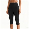 thumbnail image 4 of Hilenly Womens Split Capri Leggings High Waisted Knee Length Shorts Stretchy Slim Fit Capris Yoga Leggings, 4 of 8