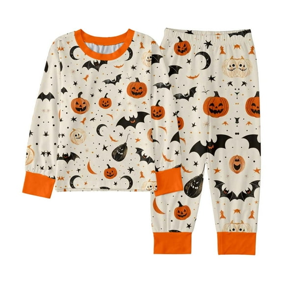 FYDUU Kids Boys Girls Halloween Pajamas Long Sleeve Tops and Pants Snug-Fit Soft Sleepwear Children's Holiday Pajama Set Loungewear 3-4 Years