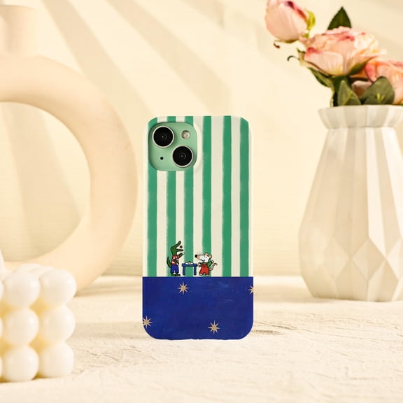 Green Stripe Tough Case for Apple iPhone, Dual-Layer Polycarbonate TPU Protective Phone Cover