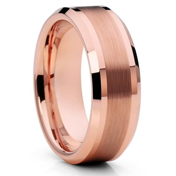 8mm Wedding Ring,Rose Gold Tungsten Rings,Engagement Ring,Man's Wedding Ring,Woman's Ring,Brush