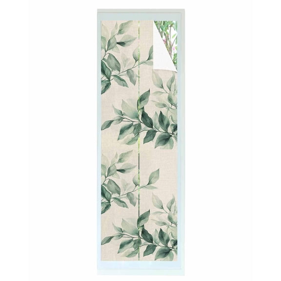 Window Privacy Film Summer Leaves Stained Glass Window Film Decorative Sun Block Window Cover Retro Country Botanical Leaf Plants Window Clings Static Adhesive Sticker for Bathroom 17.7"x78.7"