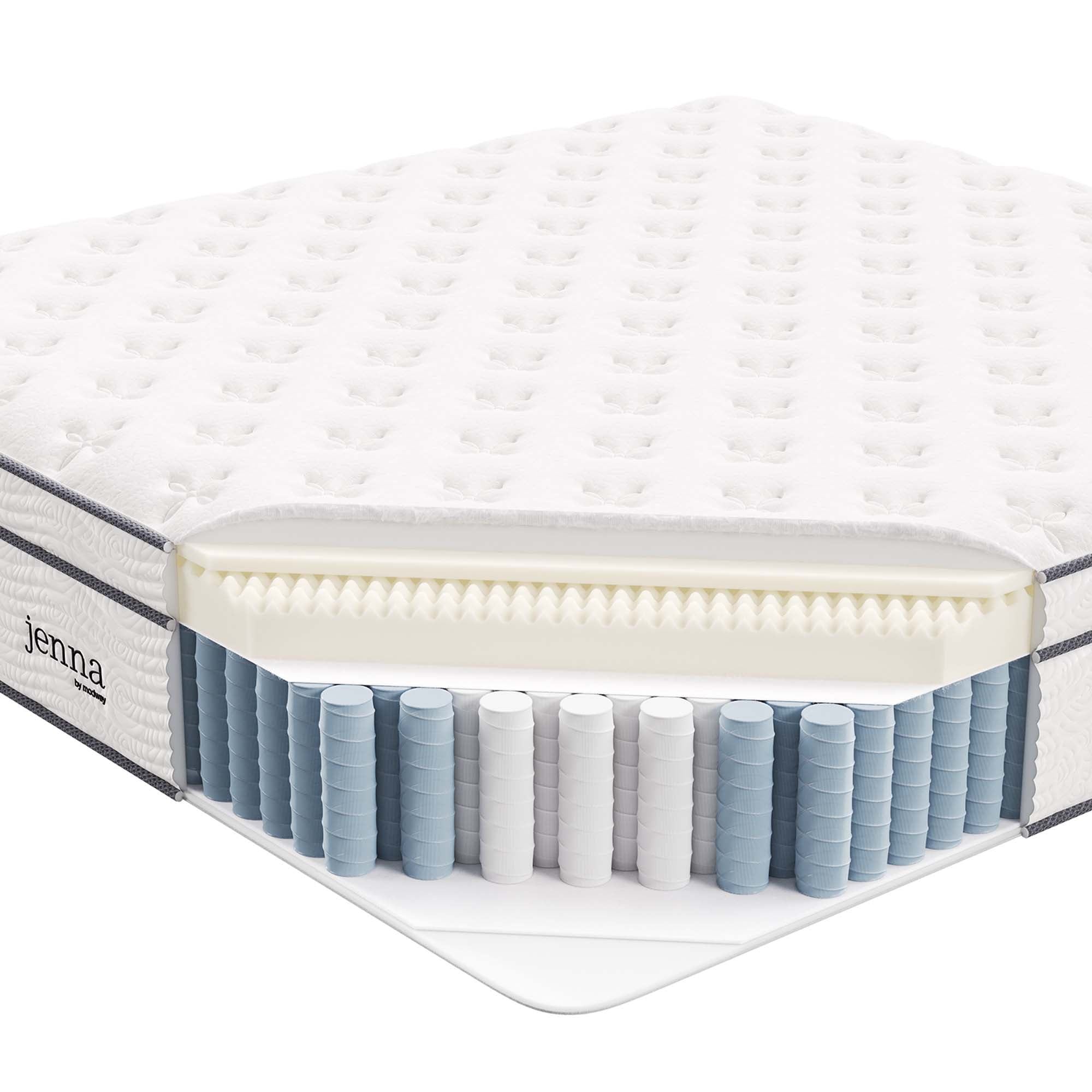 Modway Jenna 14" Modern Innerspring and Foam King Mattress in White