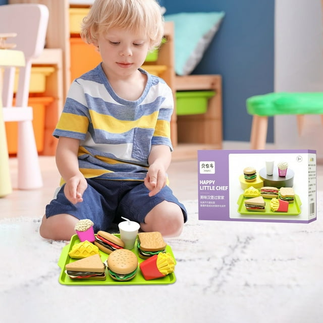 Ensemble de Cuisine pour Aliments de Jeu, Jouet d'Assemblage Hamburger et Sandwich 9 Pcs, Accessoires Colorés de Cuisine Factice, Cadeau Éducatif de Jeu de Rôle de Chef pour Tout-Petit Économies Liquidation Jouet 2025