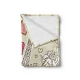 thumbnail image 2 of Paris Soft Flannel Fleece Throw Blanket, Doodles Illustration of Eiffel Tower Hearts Chandelier Flower Love Themed Vintage, Cozy Plush for Indoor and Outdoor Use, 50" x 70", Beige Pink, by Ambesonne, 2 of 5