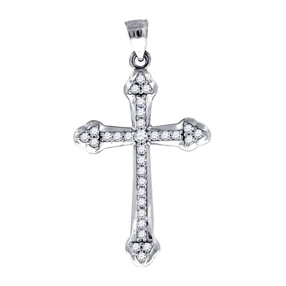 925 Sterling Silver Womens Round Cubic Zirconia Cross Religious Fashion Charm Pendant Necklace Pendant for Women