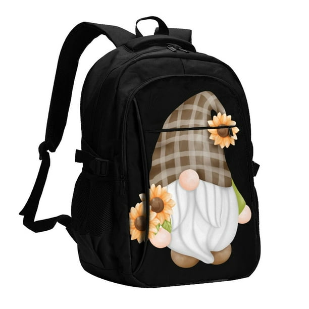 Balery Sunflower Gnomes 4 Mochila con carga USB para hombre y mujer - Mochila impermeable y antirrobo para laptop con puerto USB para viajes, trabajo