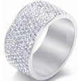 thumbnail image 4 of 12mm Stainless Steel Rhinestone Filled Eternity Style Wedding Band Ring, 4 of 5