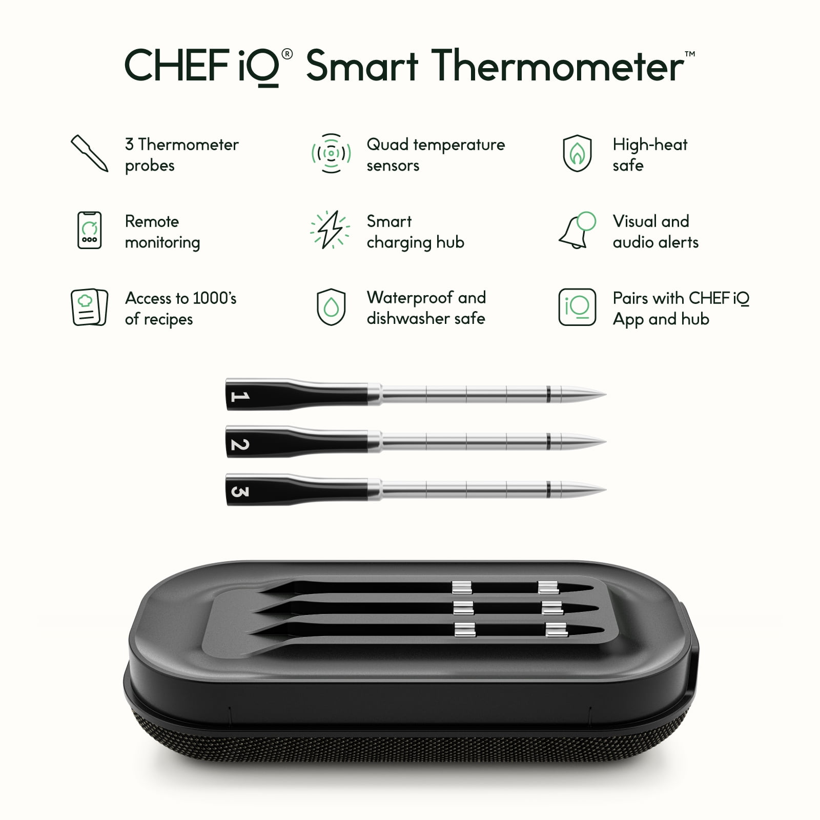 CHEF iQ CQ60-1-SET Rectangle Bluetooth Compatibility Grill Thermometer
