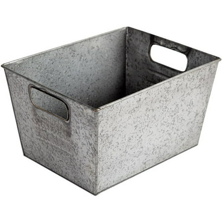 Better Homes and Gardens Small Galvanized Bin, Silver ...