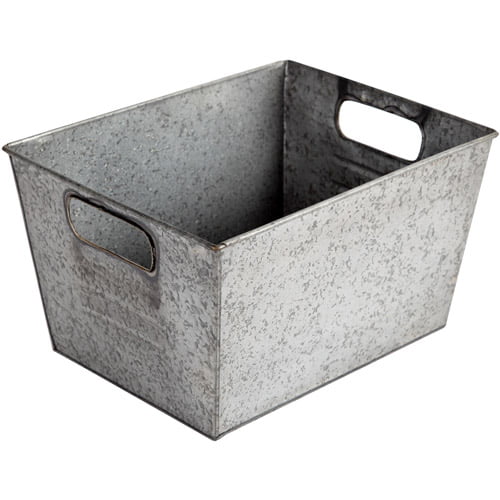 Better Homes and Gardens Small Galvanized Bin, Silver