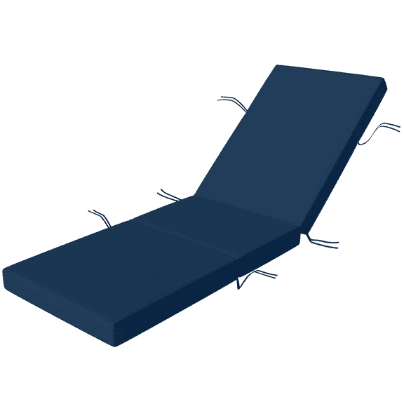 Chaise Lounge Cushion, 3.9" Thick Outdoor Lounge Chair Cushions with Ties for Patio, 21" x 72", Navy Blue