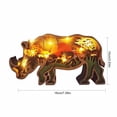 thumbnail image 4 of Luces LED de madera 3D estatua de animal tallada ahuecada manualidades decoración de escritorio (rinoceronte) Likrtyny Para estrenar, 4 of 9