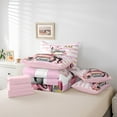 thumbnail image 6 of Manfei Smart Perfume Bedding Comforter Set 7pcs,Romantic Flower Floral Queen Bedding Sets,White Pink Striped Queen Sheet Sets For Girls Kids,Luxury Bedroom Decor,Reversible, 6 of 8