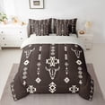 thumbnail image 2 of Manfei Tribal Aztec Adult Bedding Comforter Set 7-Piece, Brown Triangle Geometric King Bedding Sets, Western Sheep Skeleton Reversible Bed Sheets, Ultra Soft Home Decor, 2 of 7