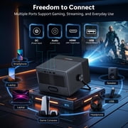 HAPPRUN Official Licensed Google TV Projector with WiFi and Bluetooth, Supported 4K Smart Projector with Dolby Audio, Auto Focus & Keystone, Built-in Streaming Apps, 2000 ANSI Lumens Movie Projector