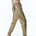 thumbnail image 4 of Wyobmus Sparkly Metallic Pants for Men Drawstring Waist Nightclub Argyle Gilding Sequin Joggers Gold, 4 of 7
