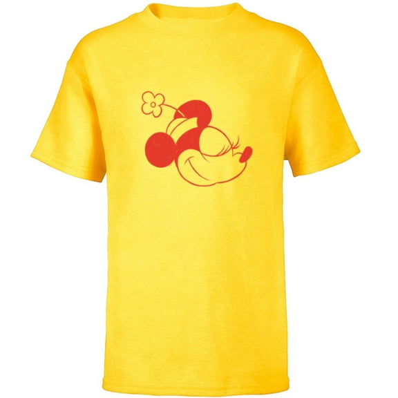 Disney Minnie Mouse Classic Retro Vintage Flower Hat Head - Short Sleeve T-Shirt for Kids - Customized-Yellow