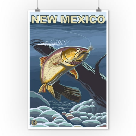 Cutthroat Trout Fishing - New Mexico - LP Original Poster (9x12 Art Print, Wall Decor Travel (Best Trout Fishing In New Mexico)