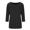 thumbnail image 5 of MIXUE Womens Summer Tops Solid Color O Neck Long Sleeve Loose Casual Fashion T Shirts Sportwear,Black,L, 5 of 5