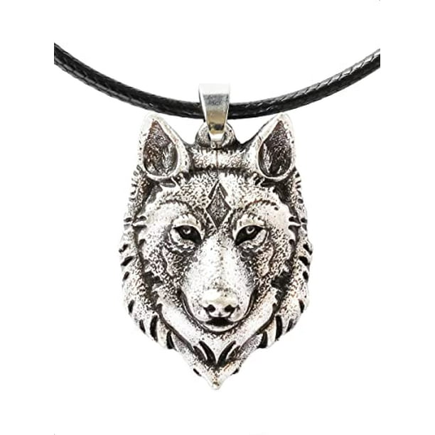 HAQUIL Wolf Necklace, Alpha Male Wolf Head Pendant, Faux Leather Cord, Wolf  Jewelry Gift for Men and Women, Teen Wolf Merchandise