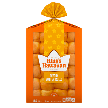 King's Hawaiian Savory Butter Dinner Rolls 24 Count, 24 oz, Shelf-Stable