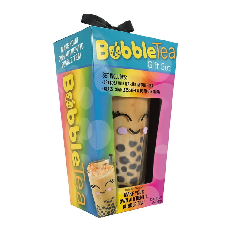 Bubble Boba Tea Set Gift Set Open Box 1 Pt Glass and Stainless Steel Wide  Straw