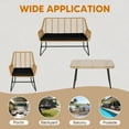 thumbnail image 6 of Tappio 4-Piece Rattan Patio Furniture Set, Outdoor Wicker Conversation Set with Tempered Glass Table, Black, 6 of 8