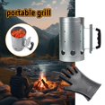 thumbnail image 4 of Charcoal Chimney Starter, Portable Bbq Coal Chimney Starter with Gloves, Stainless Steel Kit Starter Fire Barbecue Grilling Q1J3, 4 of 7