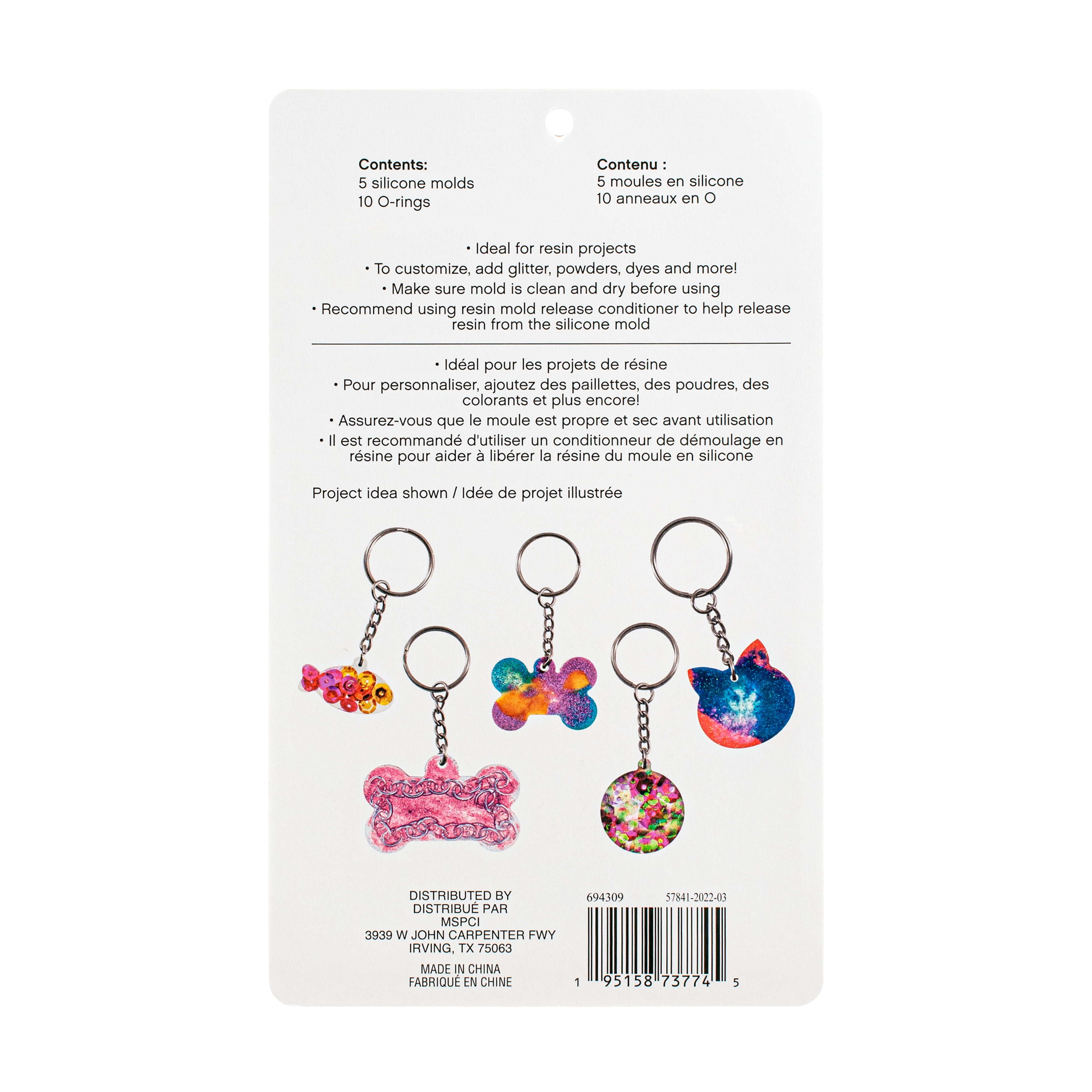 Pet Tag Silicone Mold Set by Craft Smart – 15 Mold Shapes with Key Rings per Set - Clear Silicone for DIY Resin Projects - 12 Pack (180 Molds Total)