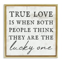 Stupell Industries True Love Romantic Phrase Inspirational Painting Gold Floater Framed Canvas Art Print Wall Art, 18 x 18