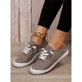 thumbnail image 2 of Women's Fashionable Soft And Comfortable Classic Outdoor Round Toe Lace-up Flat Canvas Casual Sneakers, 2 of 4
