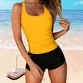 thumbnail image 2 of HVOBTTY Summer Women's 2 Piece Bikini Swimsuit Set Period Use Solid Color Round Neck Built In Pad Wireless Beach Pool Bathing Suits, 2 of 5