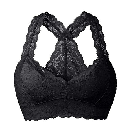 HYSYSB Lace Bra balconette Bras for Women unlined Bras for Women padded Sports Bras for Women  Women Plus Size Vest Crop Wire Bra Lingerie Sexy V Neck Underwear Lingerie S 3xl  seamless Black S