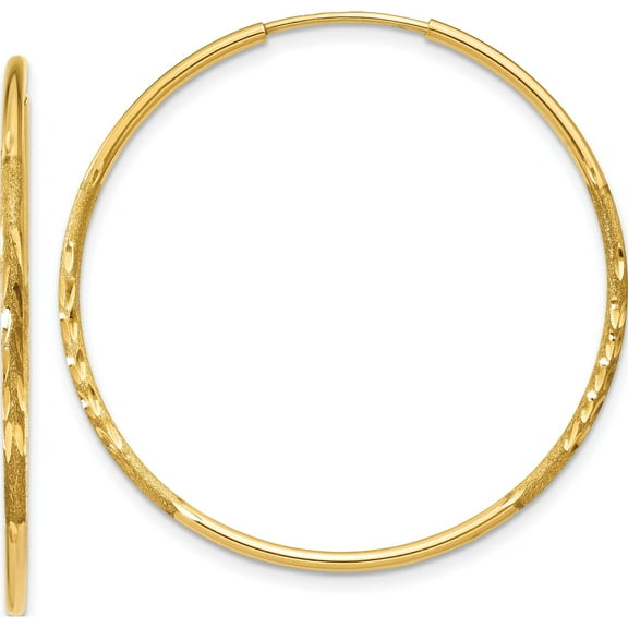 10K Yellow Gold 1.25Mm Diamond-Cut Endless Hoop Earring (Width 30) (Length 30) - Jbsp