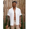 thumbnail image 2 of Coshow Men's Short Sleeeve Shirts Casual Button Down Linen Textured Shirt Summer Beach Shirts, 2 of 6