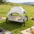 thumbnail image 2 of Elevated Dog Bed with Removable Canopy, Portable Dog Cot with Sun Protection Shade Tent, Raised Pet Cooling Cot Bed for Dogs, Green, 2 of 6