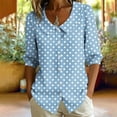 thumbnail image 6 of GERsome Womens 3/4 Sleeve Shirts Polka Dot Button Down Collared Tops for Casual Work Business Travel Light Blue L, 6 of 7