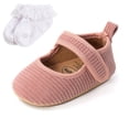 thumbnail image 2 of Baby Girl Shoes Crib Shoes Cotton Anti-slip Sole Newborn Toddler First Walkers Shoes + a Pair Sock 0-18M, 2 of 5