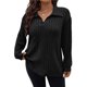 thumbnail image 1 of Suéter de Punto Informal de Talla Grande para Mujer, Cuello en V, Solapa, Color Liso, Camisa de Larga. Negro 5XL, 1 of 9