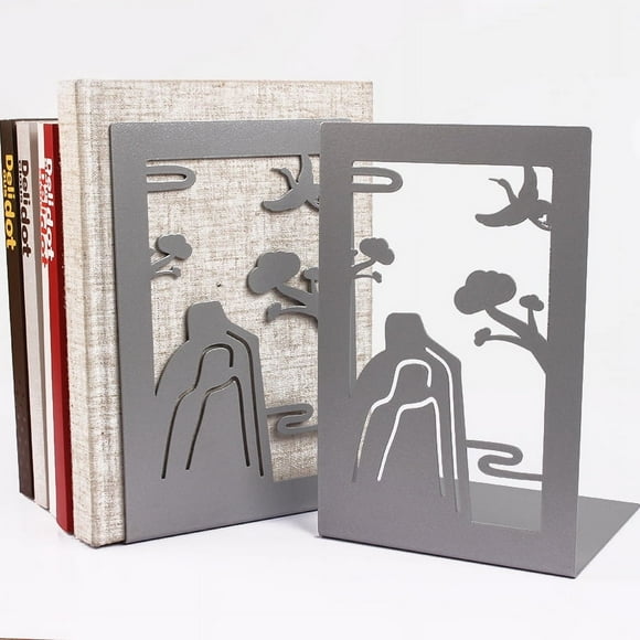 Soporte de libros de metal, soporte para libros, sujetalibros de hierro hueco, personalidad para libros, por conveniencia y flexibilidad